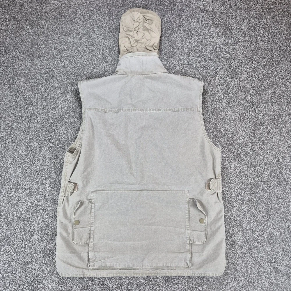 Vintage Banana Republic Safari‎ Vest Mens Medium Hooded Multi-Pocket Fishing